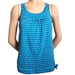 Athleta turquoise striped racerback workout tank top size XS euc